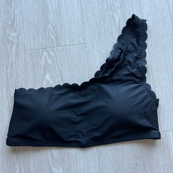 J Crew Factory Scalloped One Shoulder Bikini Top XL Black - Picture 1 of 8